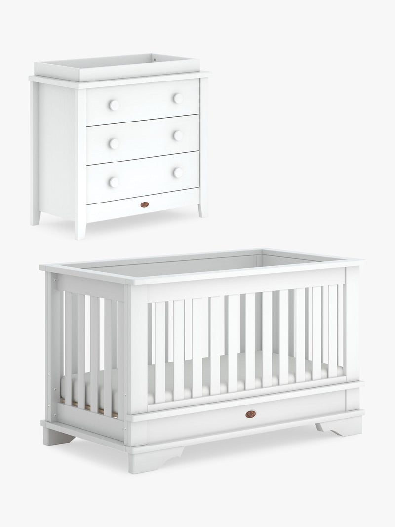 Boori convertible cotbed and dresser bundle in white - British product