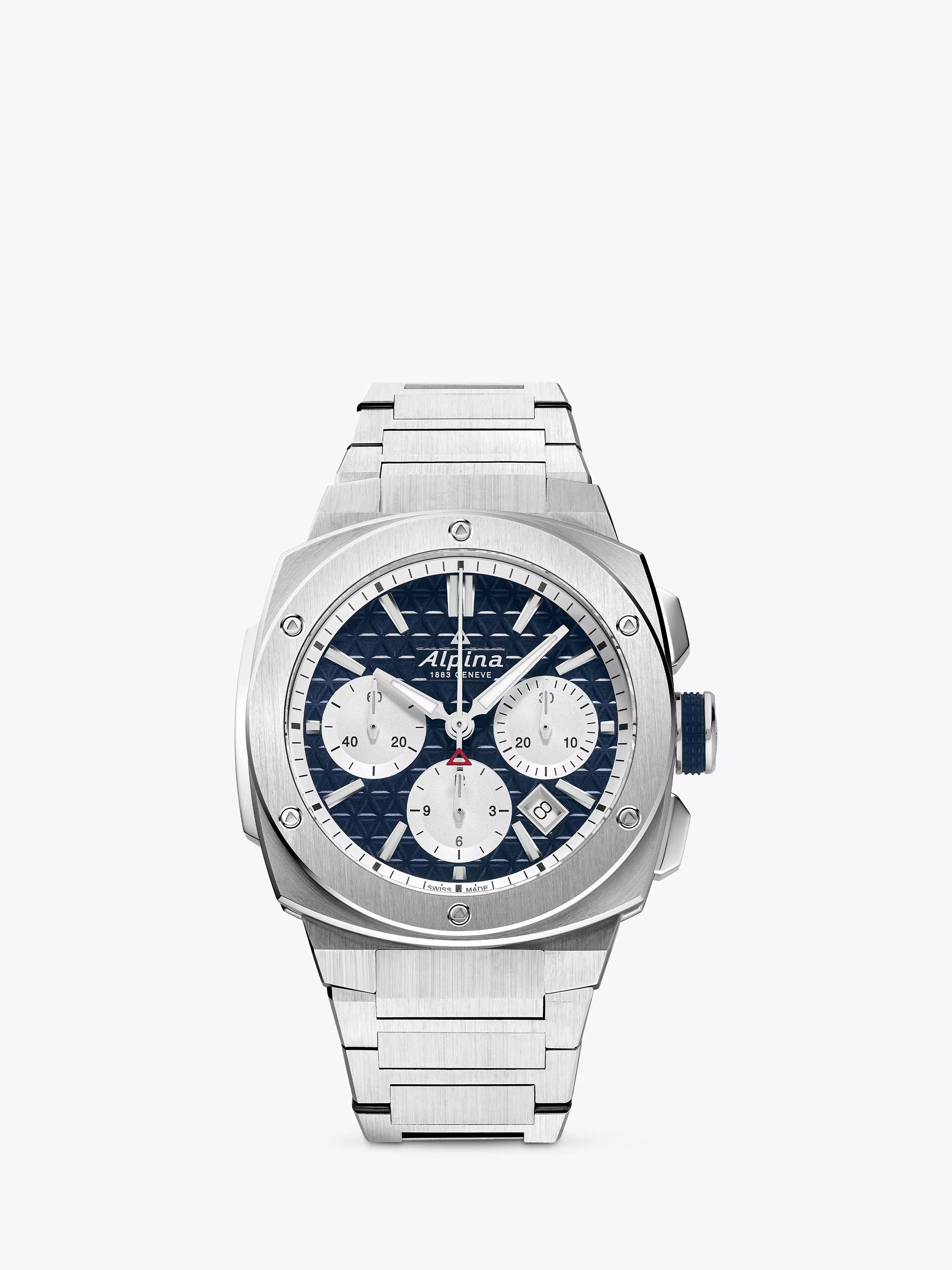 Alpina Alpiner Extreme Chronograph automatic watch navy dial steel bracelet, UK version