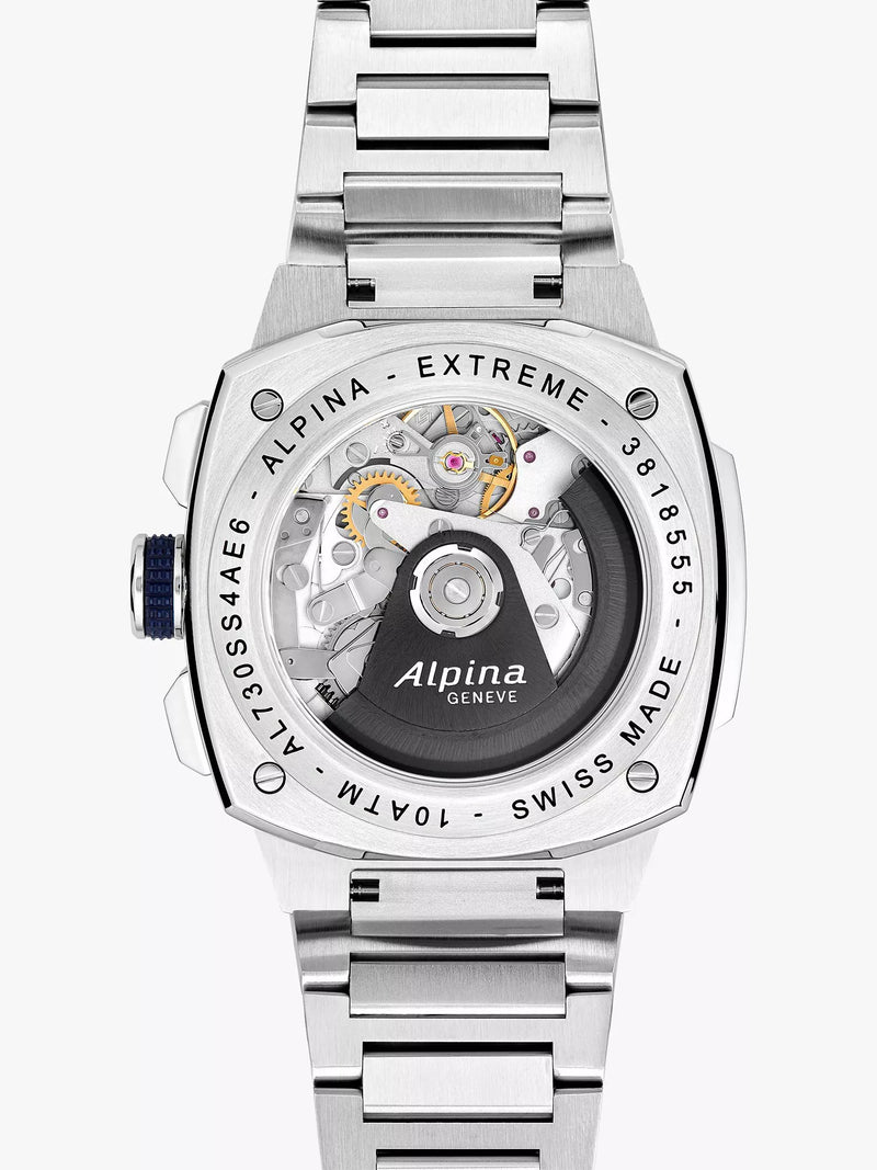Alpina Alpiner Extreme Chronograph automatic watch navy dial steel bracelet, UK version