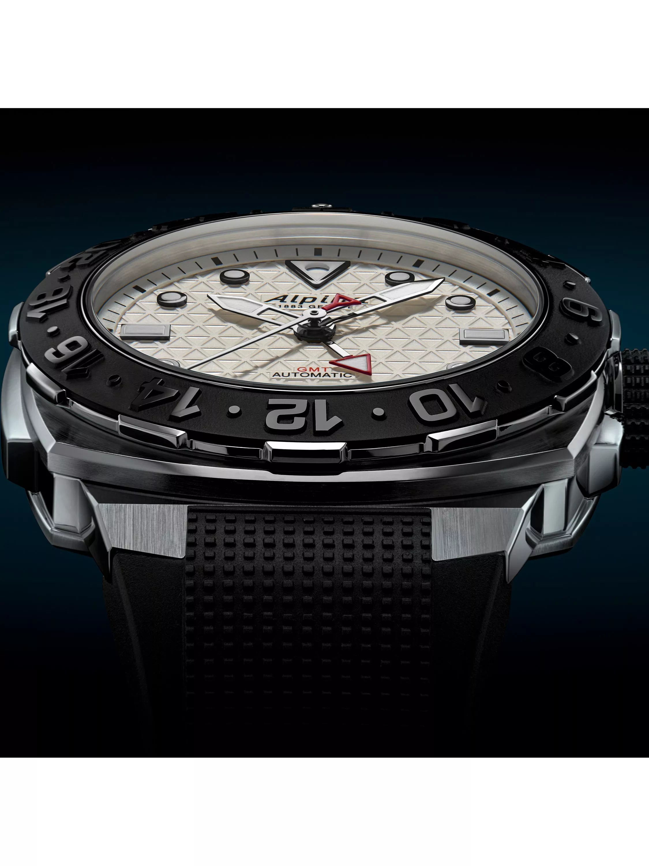 Alpina Seastrong Diver Extreme automatic GMT watch black rubber strap - British product