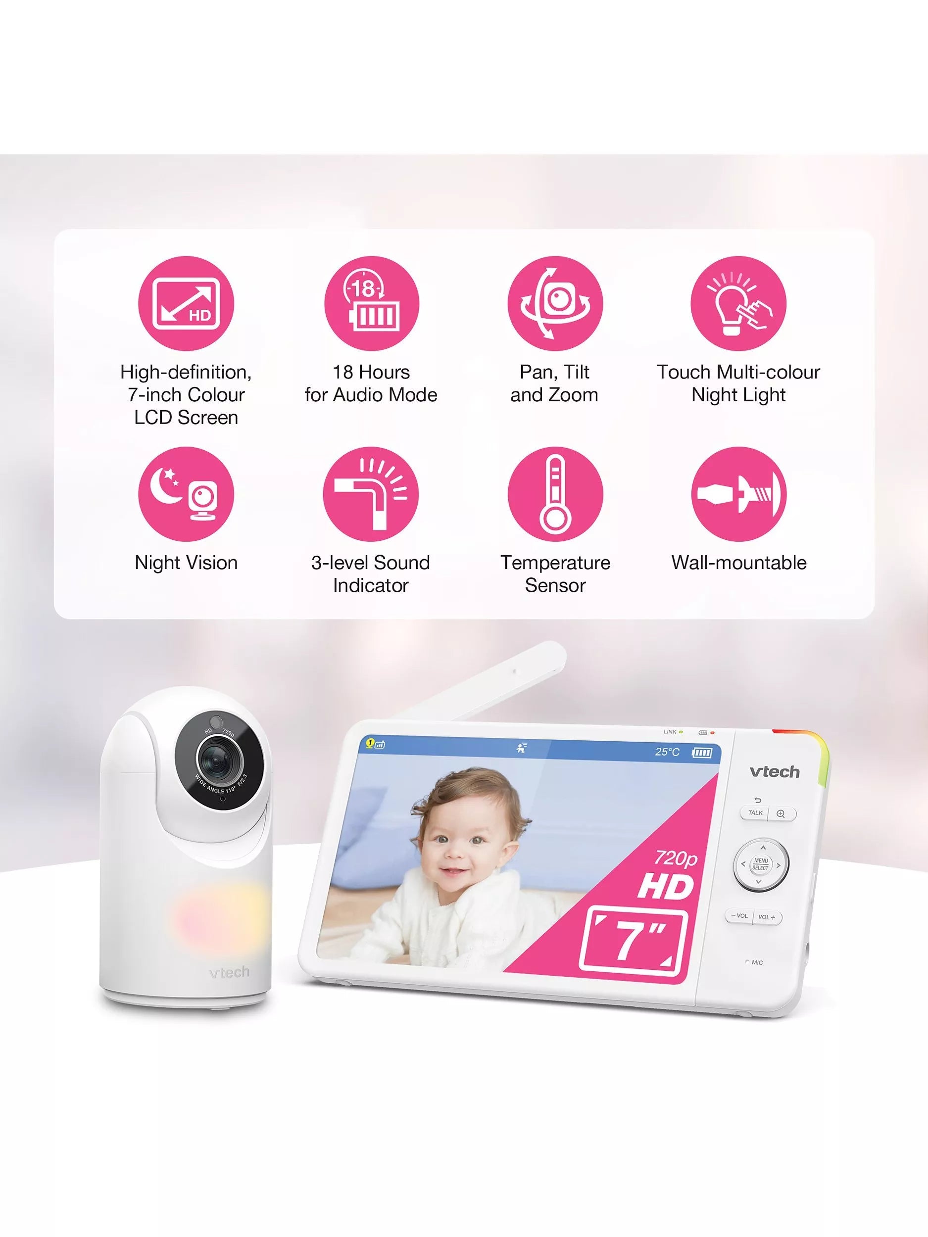 VTech VM7367HD video baby monitor (British brand)