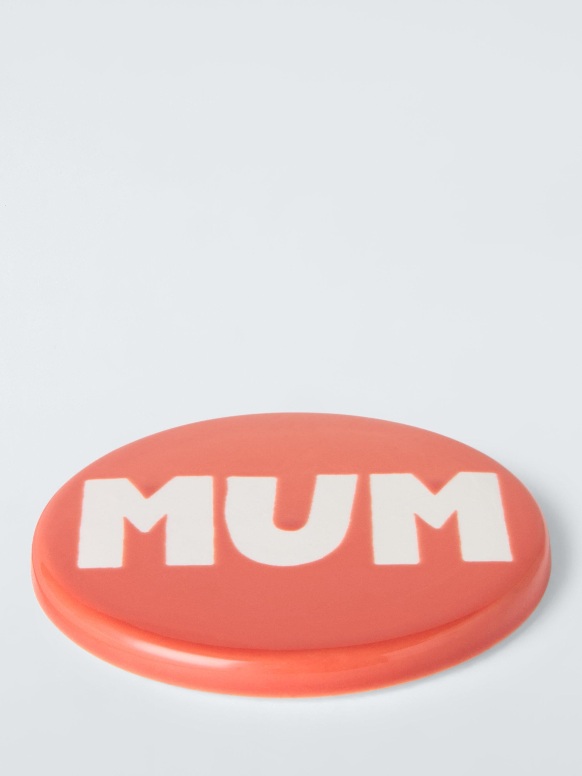 John Lewis stoneware coaster 'Mum' pink 10cm - British product