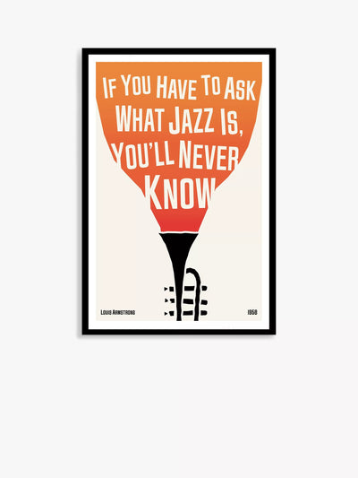 Louis Armstrong Jazz Trumpet gerahmtes Bild, 62 x 42cm, Mehrfarbig
