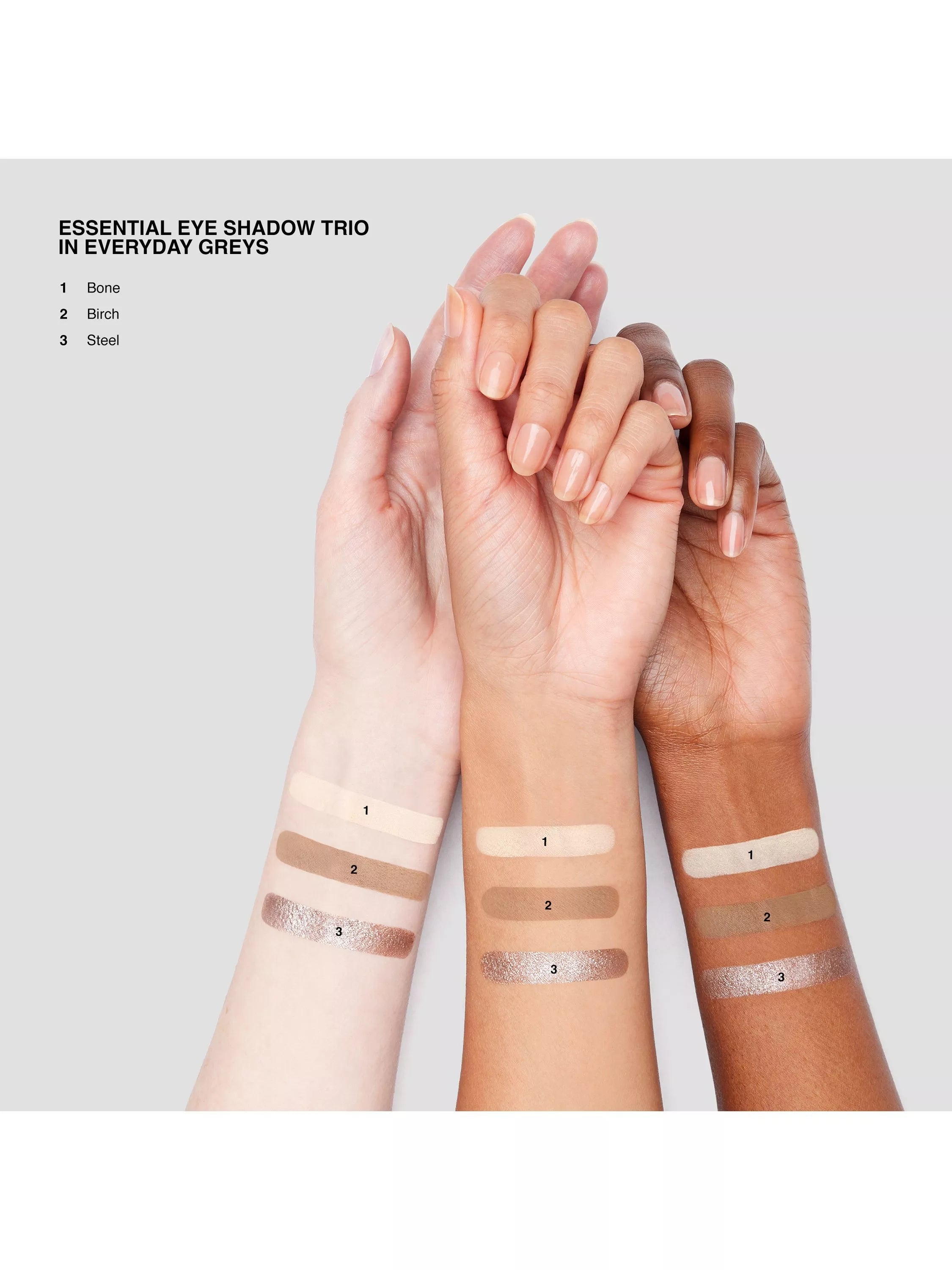 Bobbi Brown eyeshadow trio palette Everyday Greys - British product