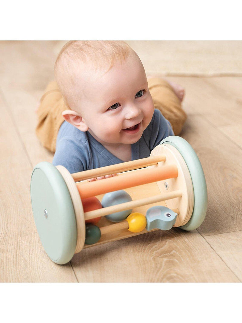 Done by Deer Wooden Rolling Activity Mirror Birdie - British product