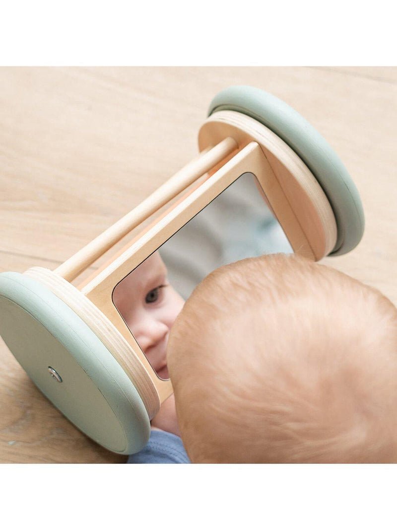 Done by Deer Wooden Rolling Activity Mirror Birdie - British product
