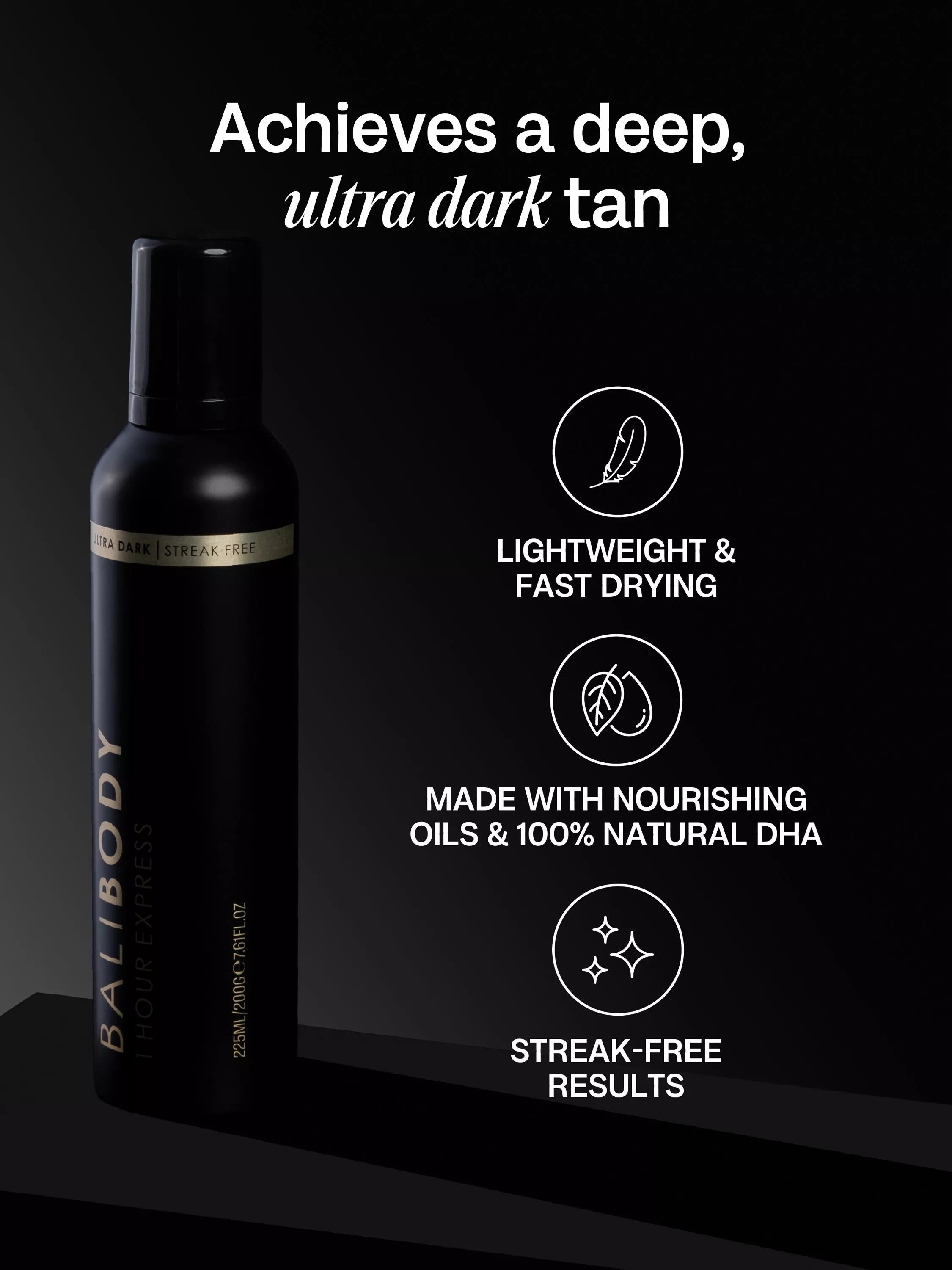 Bali Body self tan mousse Ultra Dark Express 225ml - British product