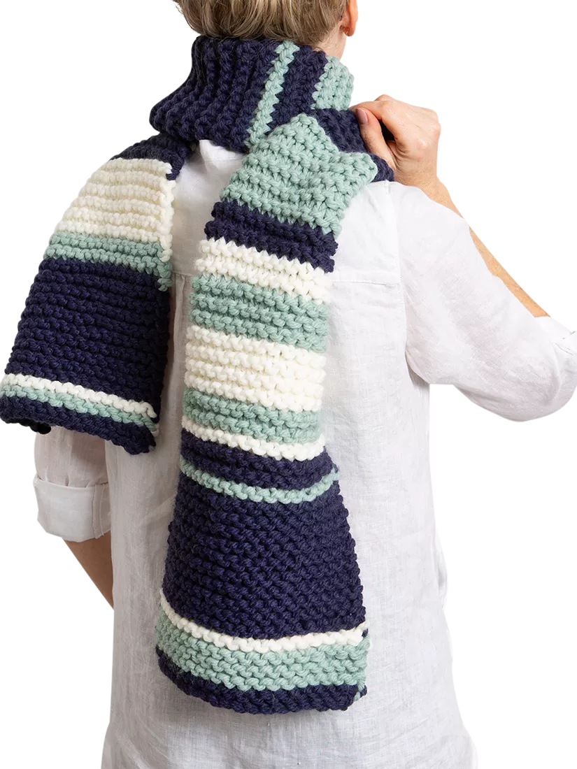 Wool Couture garter stripe scarf knitting kit (British brand)