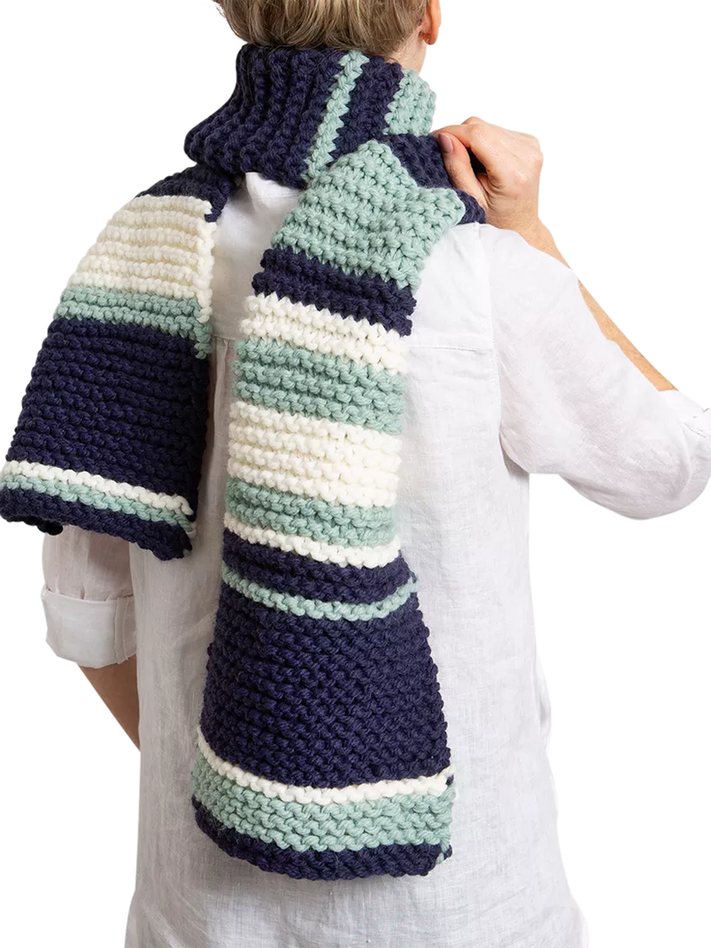 Wool Couture garter stripe scarf knitting kit (British brand)
