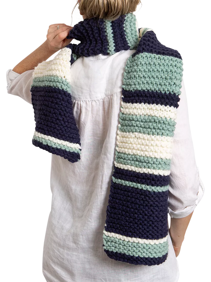 Wool Couture garter stripe scarf knitting kit (British brand)