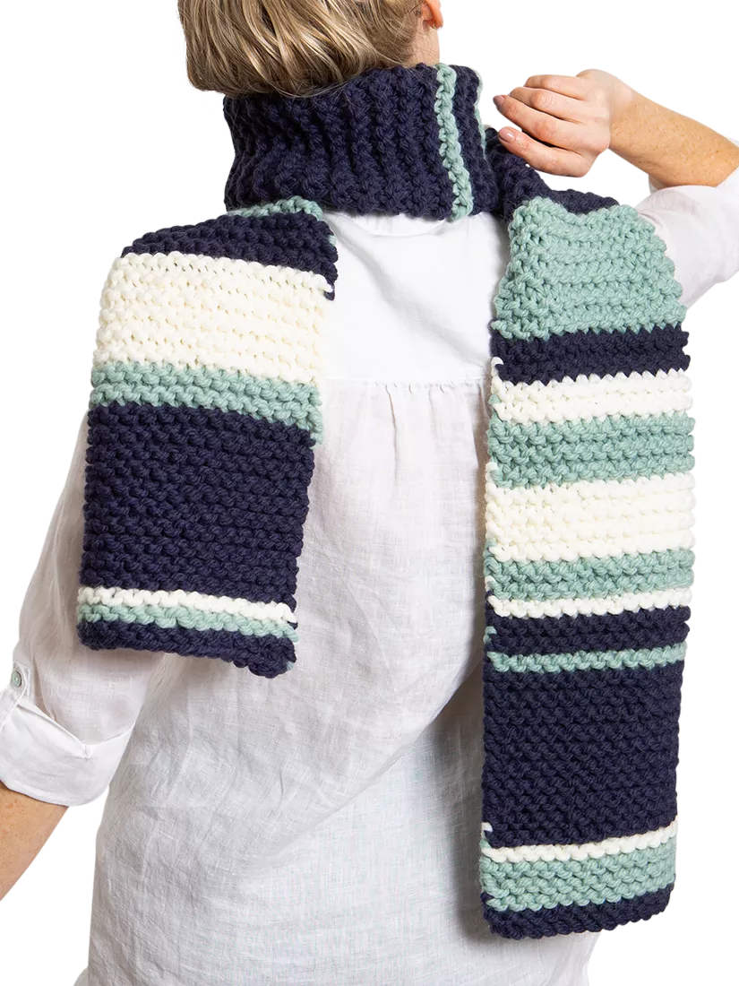 Wool Couture garter stripe scarf knitting kit (British brand)
