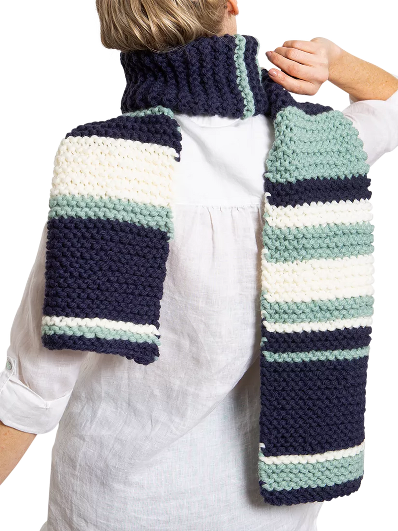 Wool Couture garter stripe scarf knitting kit (British brand)