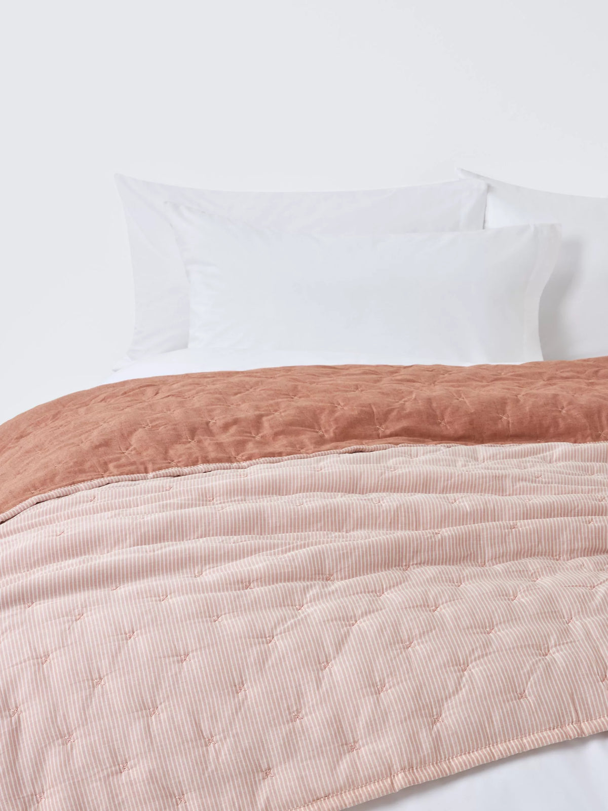 John Lewis Chambray Stripe Reversible Quilted Bedspread