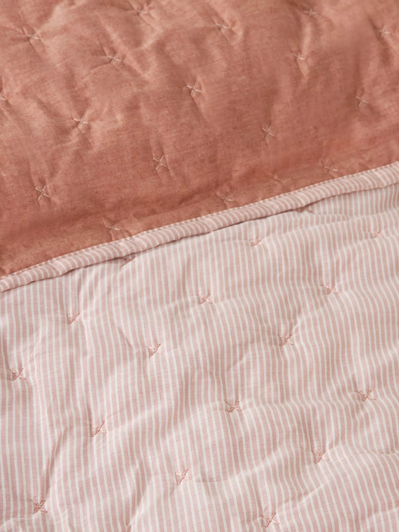 John Lewis chambray stripe reversible quilted bedspread king size - British product