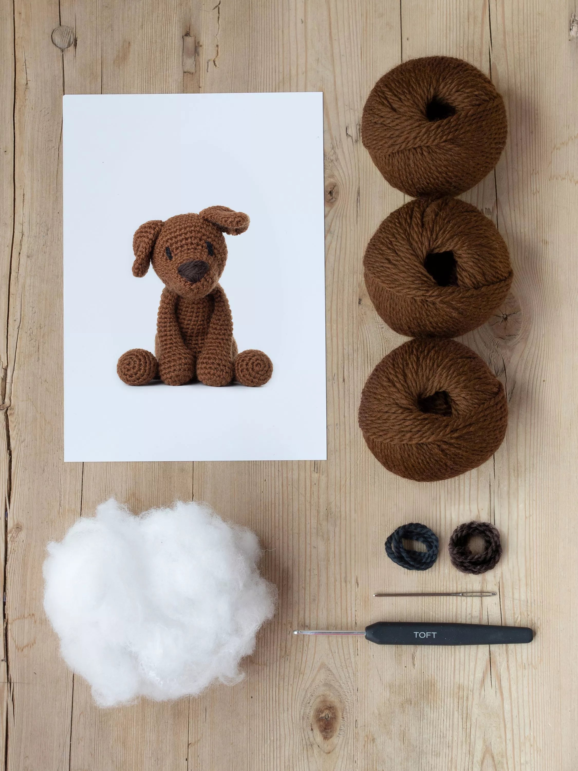 TOFT Milo Dog crochet kit with wool and hook - British product