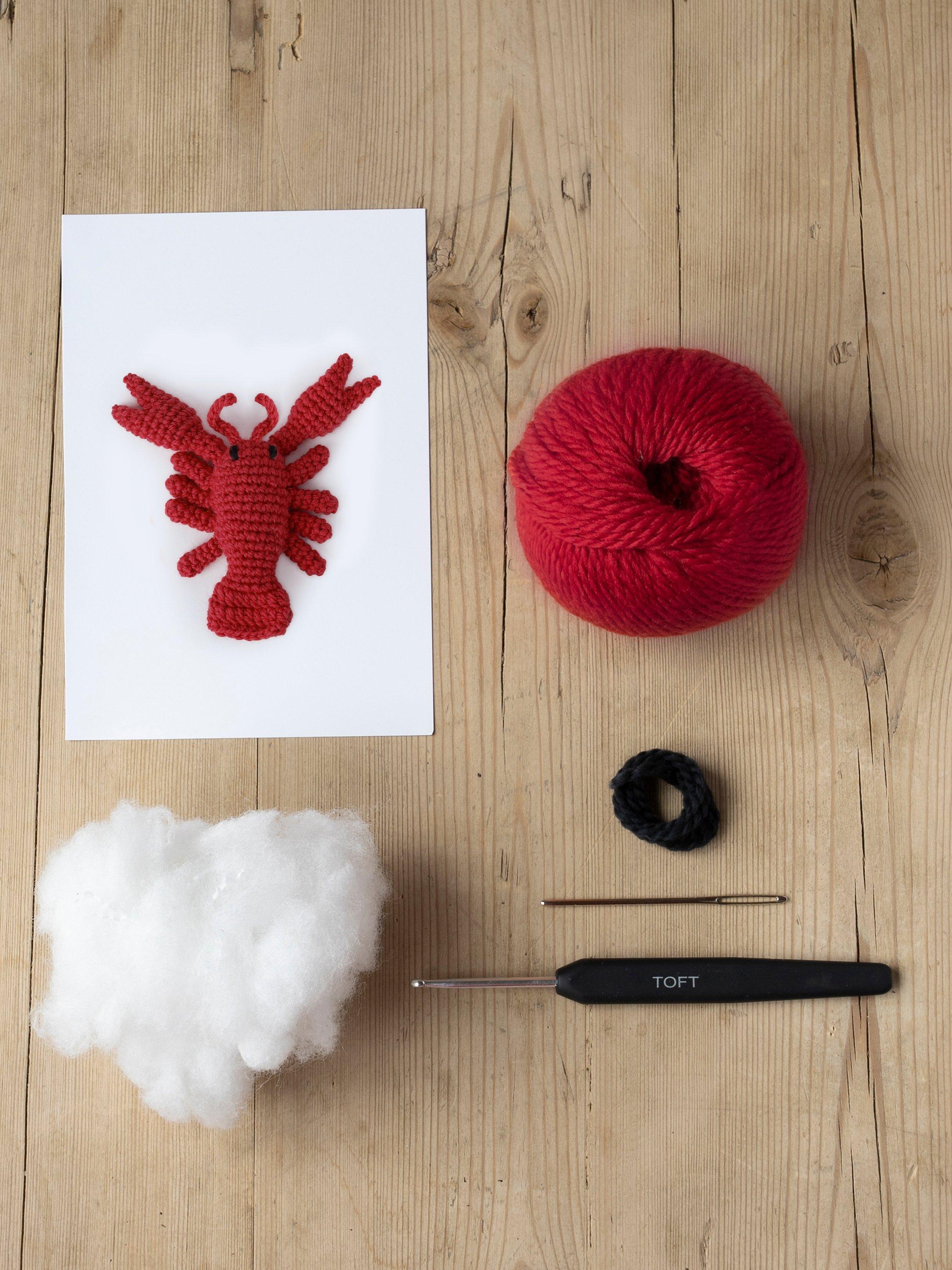 TOFT Mini Jordan Lobster crochet kit with wool (British brand)
