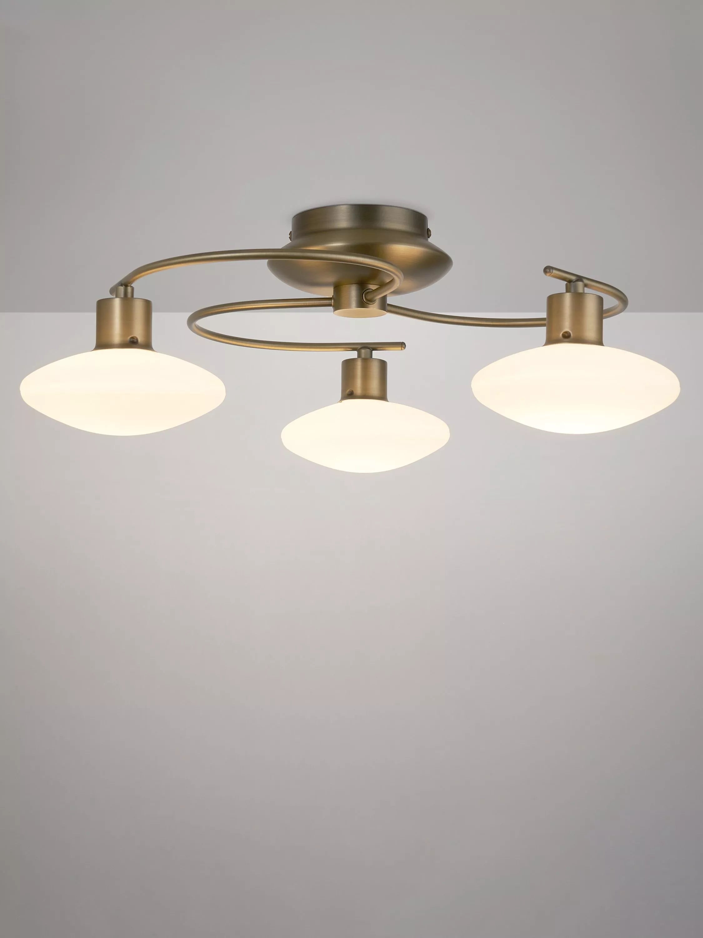 John Lewis Tameo 3 Arm Flush Ceiling Light, Brass