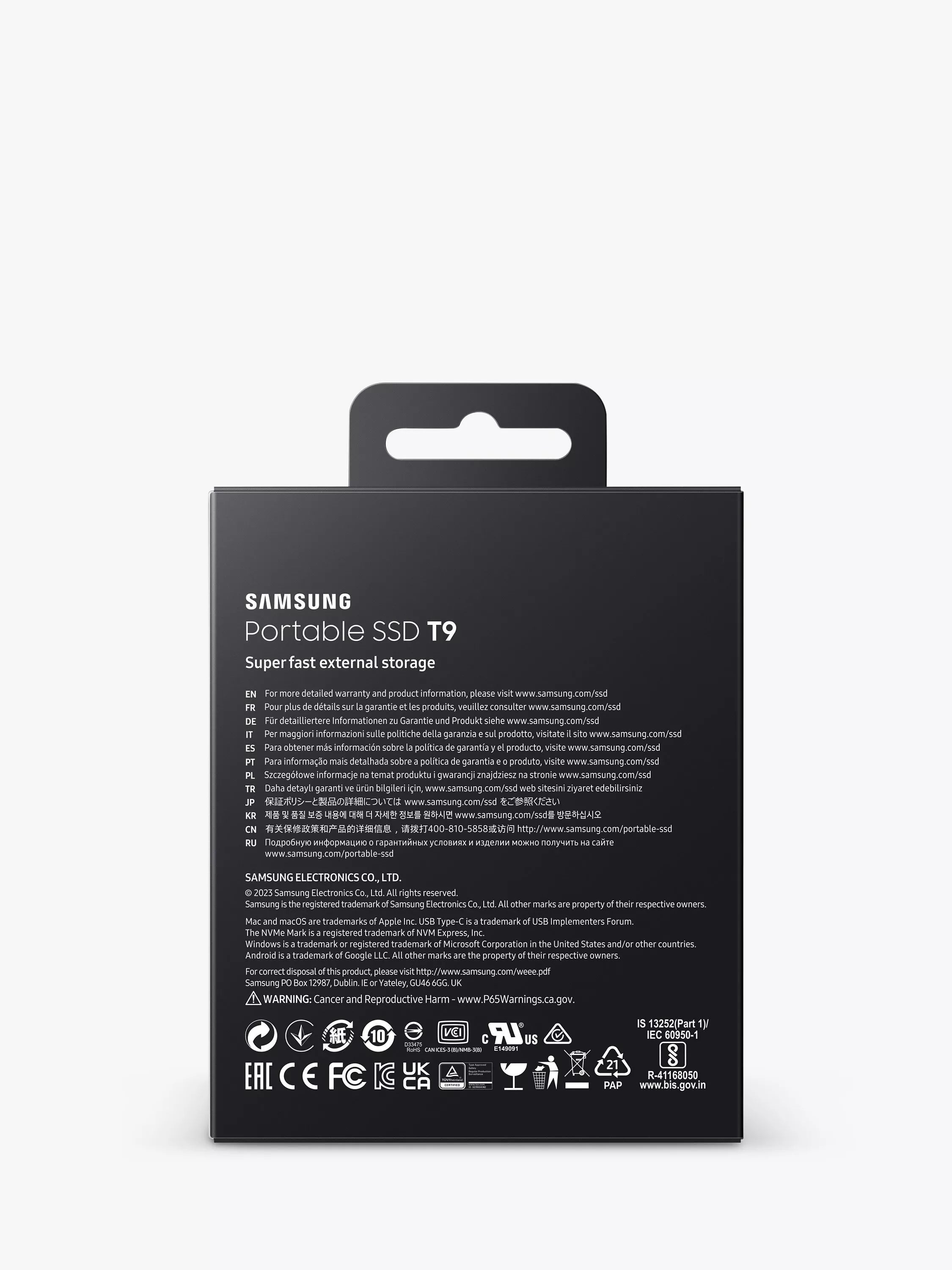 Samsung T9 portable SSD 2TB, UK version