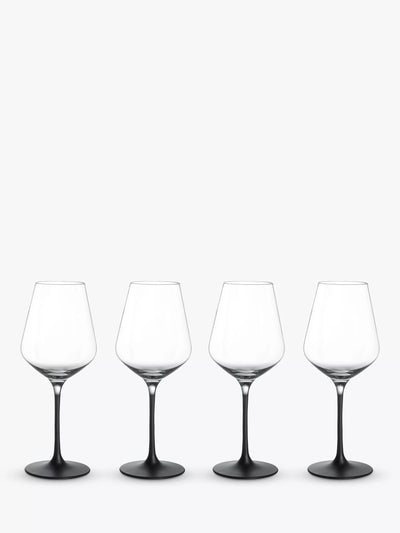 John Lewis Villeroy & Boch Manufacture Rock White Wine Glass Set of 4, 120ml, Clear/Black- Buy online at McGrocer