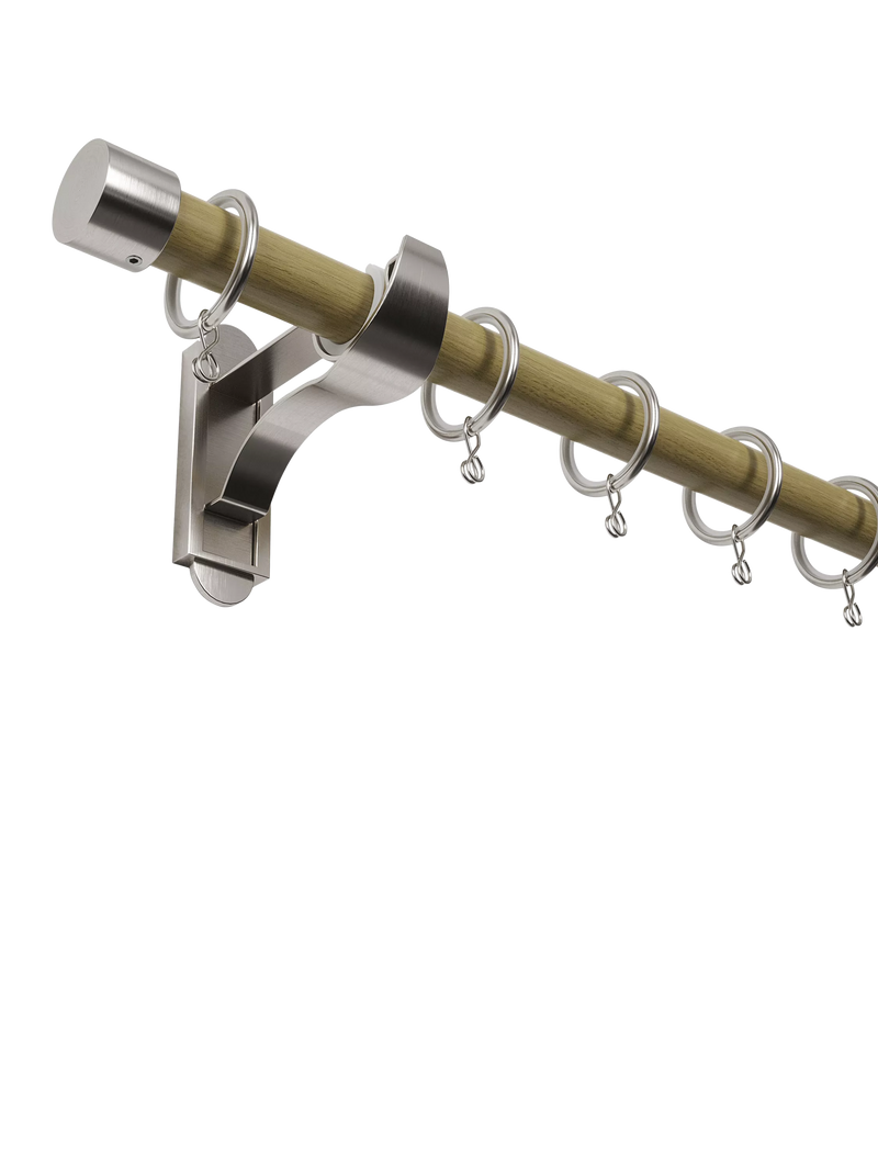 John Lewis wooden curtain pole 28mm with metal finials - British product