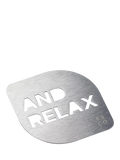 Barista & Co stainless steel coffee stencil with And Relax design - British product