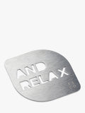 Barista & Co stainless steel coffee stencil with And Relax design - British product