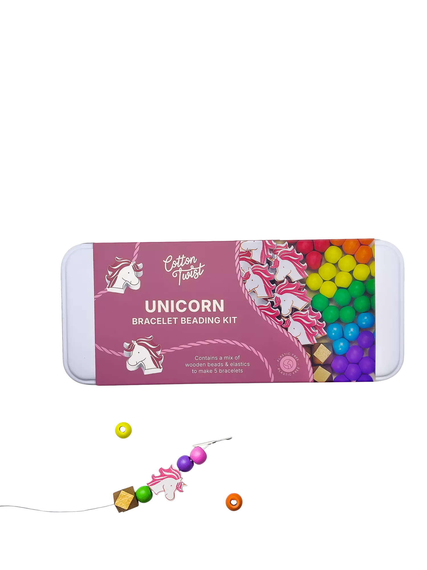 Cotton Twist unicorn beaded bracelet making kit in tin (British brand)