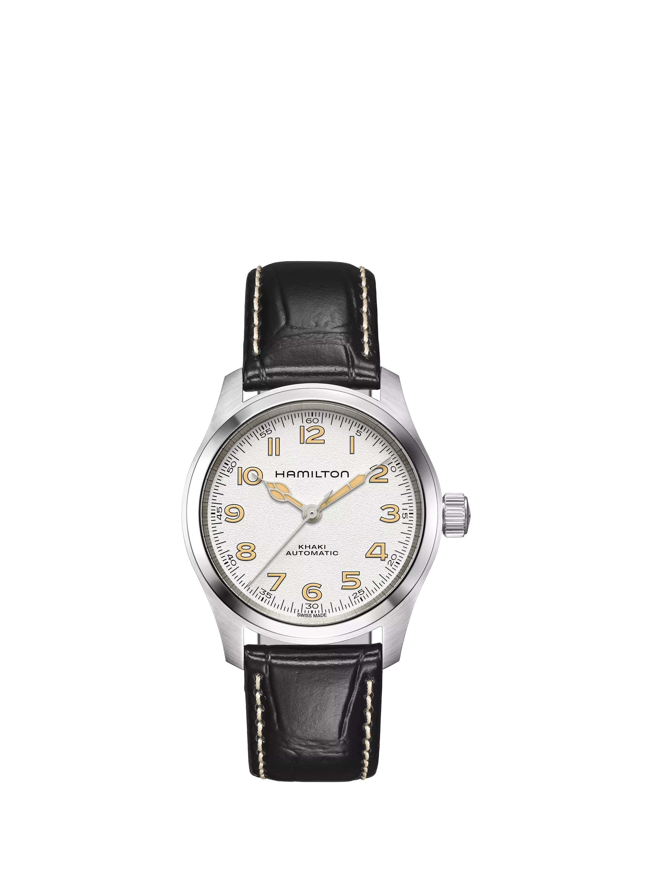 Hamilton Khaki Field Murph watch white dial black leather 38mm, UK version