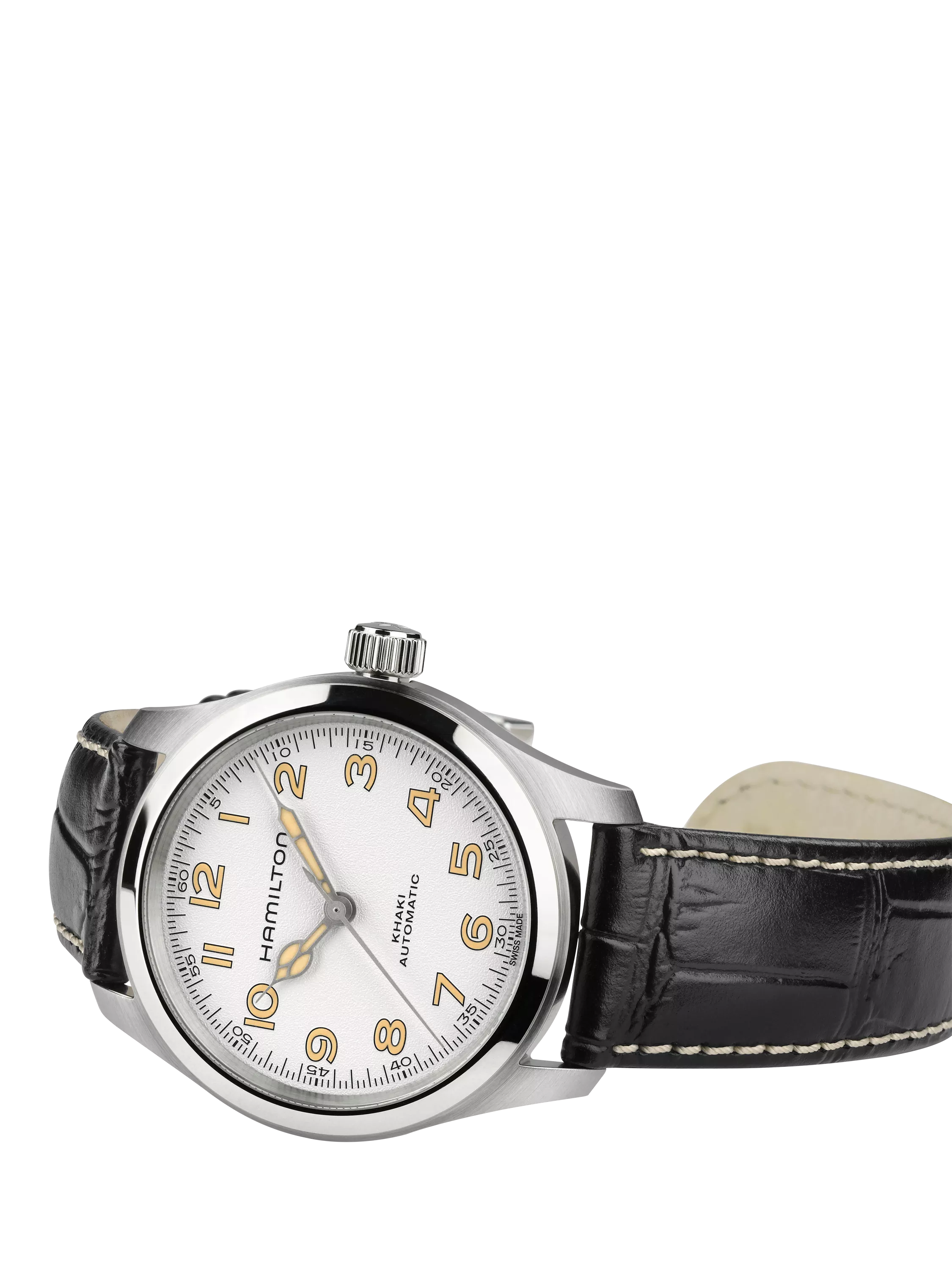 Hamilton Khaki Field Murph watch white dial black leather 38mm, UK version