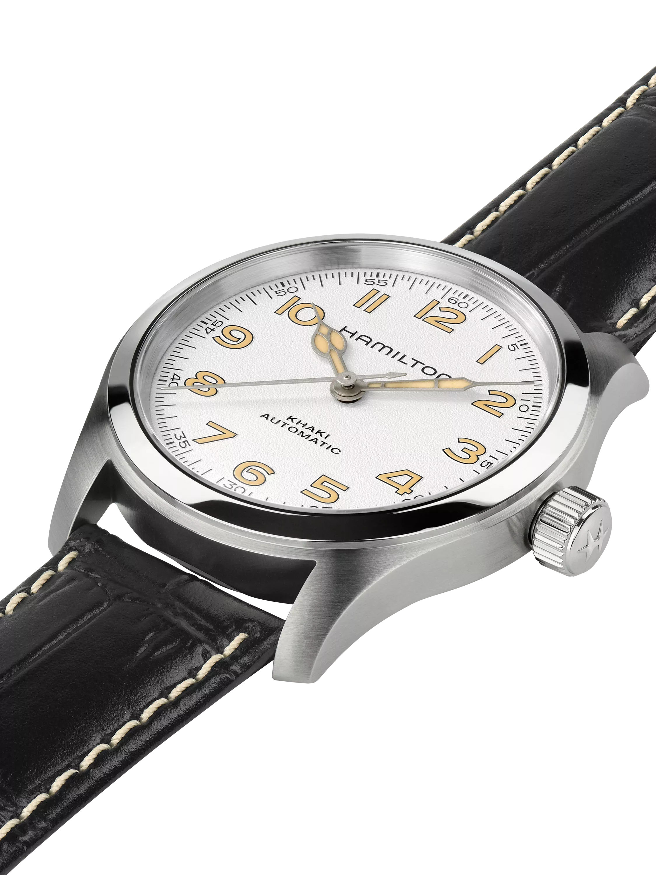 Hamilton Khaki Field Murph watch white dial black leather 38mm, UK version