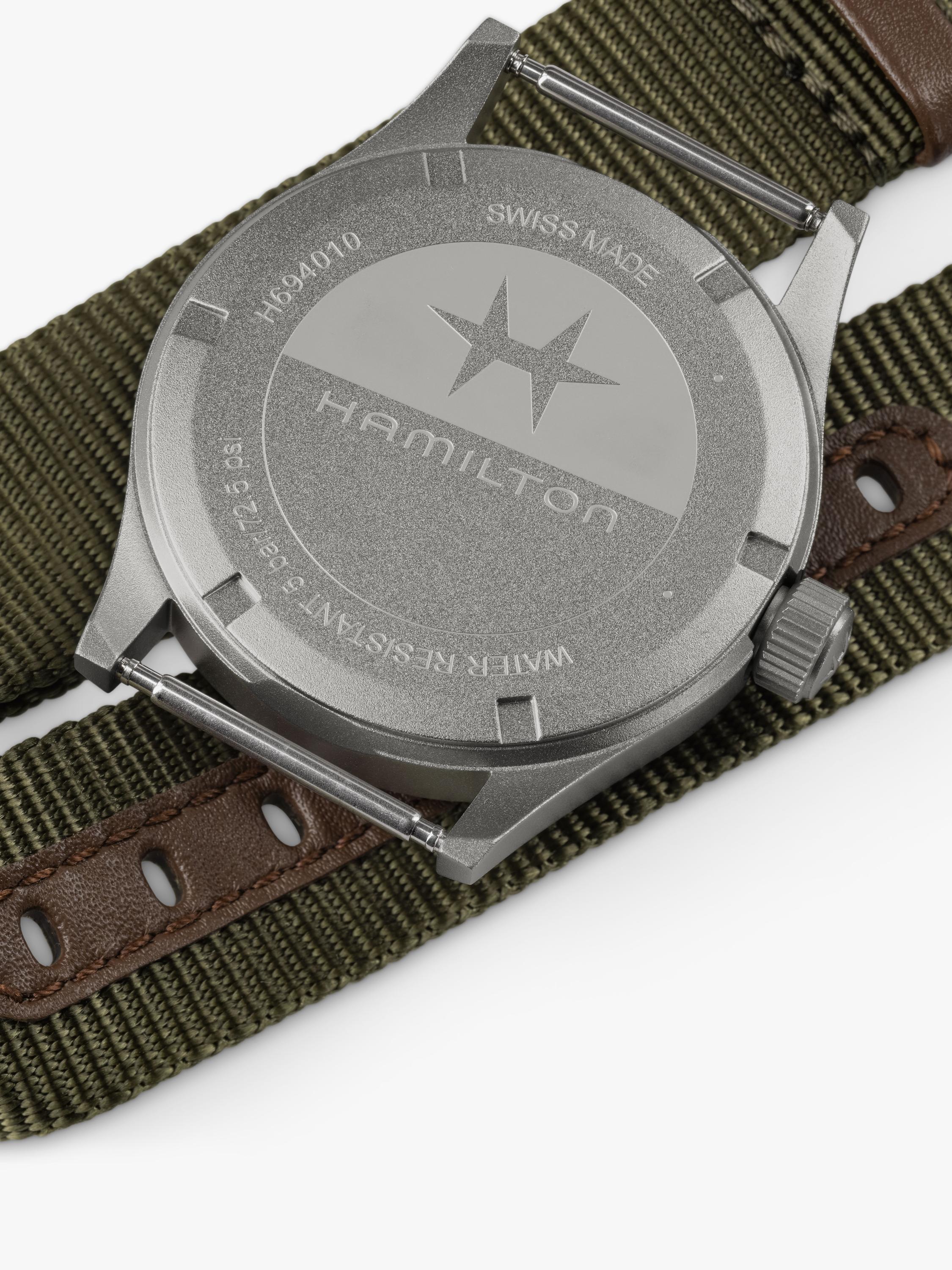 Hamilton Khaki Field Quartz watch with fabric strap (British brand)