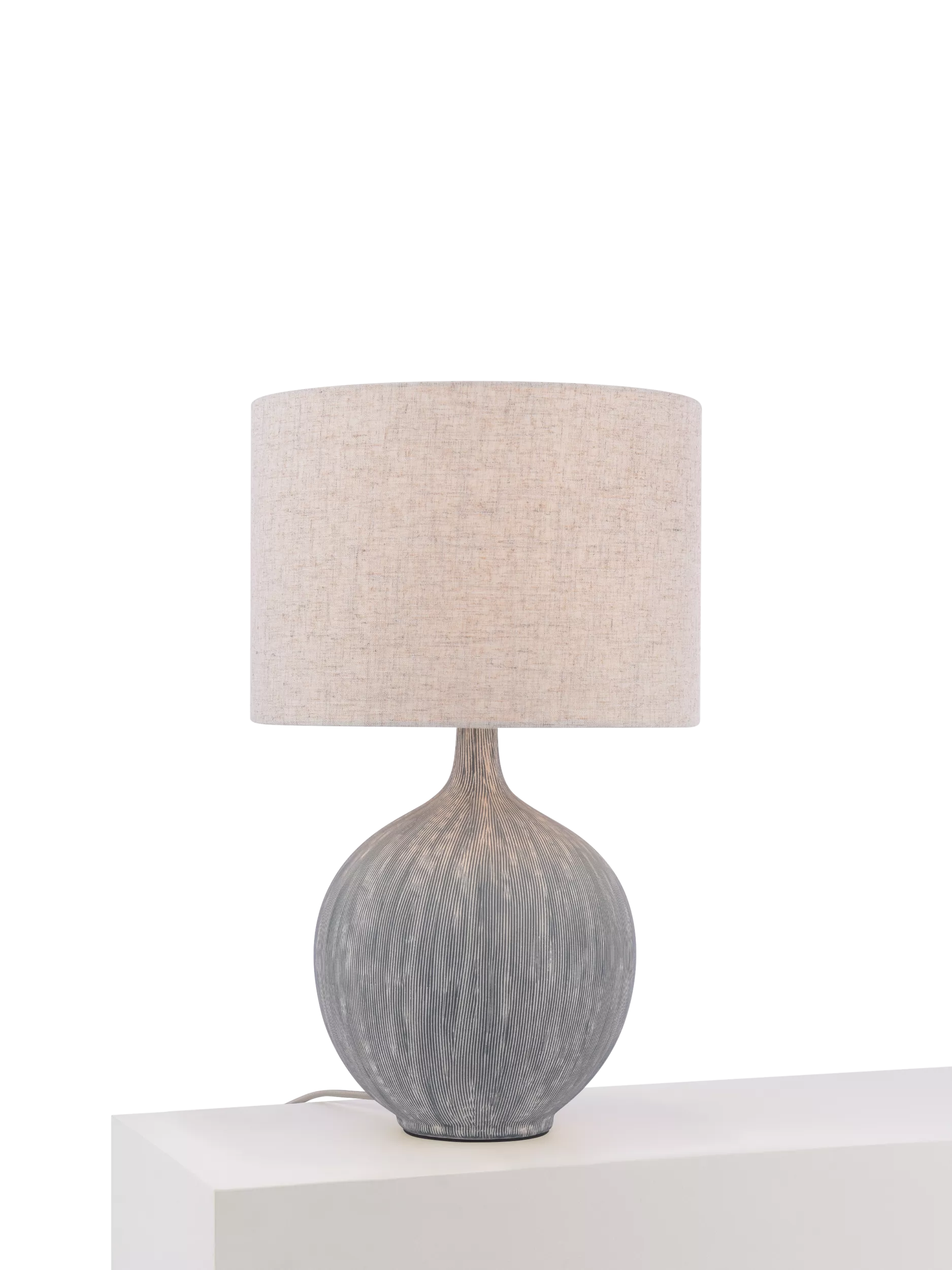 John Lewis ebony ceramic table lamp with linen shade (British brand)