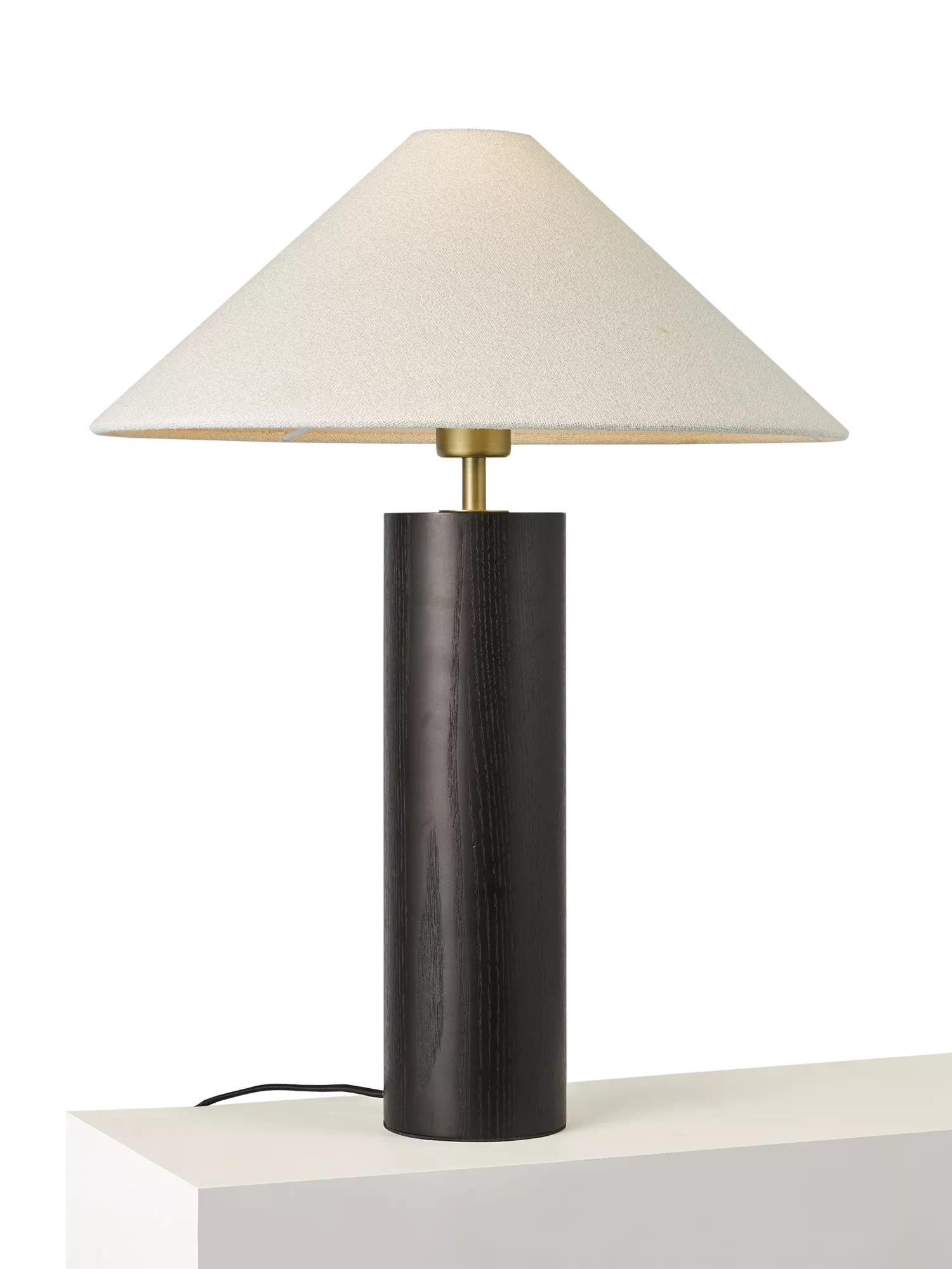 John Lewis walnut column table lamp black H56cm (British brand)
