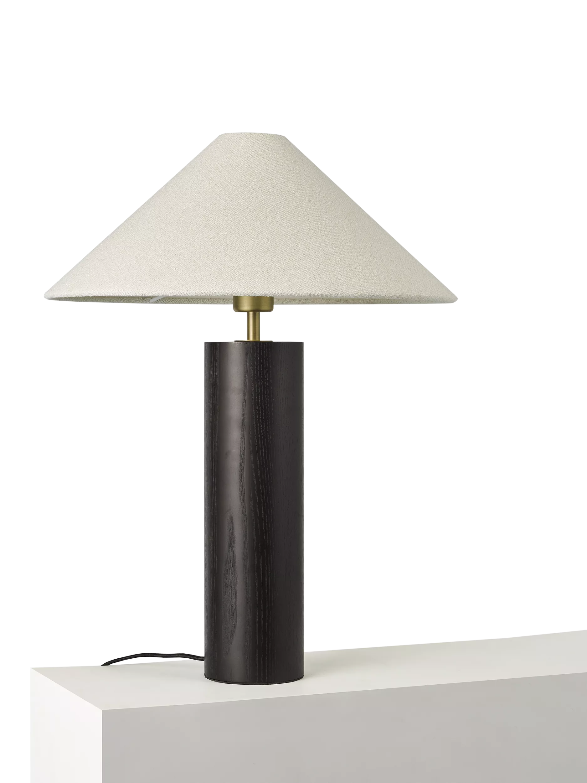 John Lewis walnut column table lamp black H56cm (British brand)