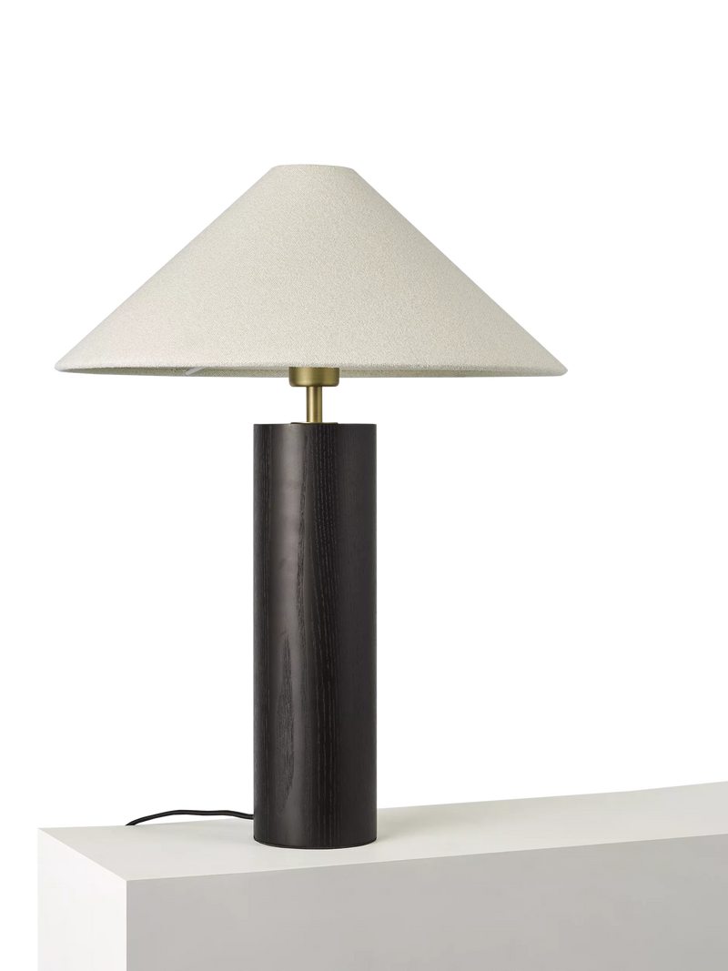 John Lewis walnut column table lamp black H56cm (British brand)