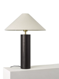 John Lewis walnut column table lamp black H56cm (British brand)