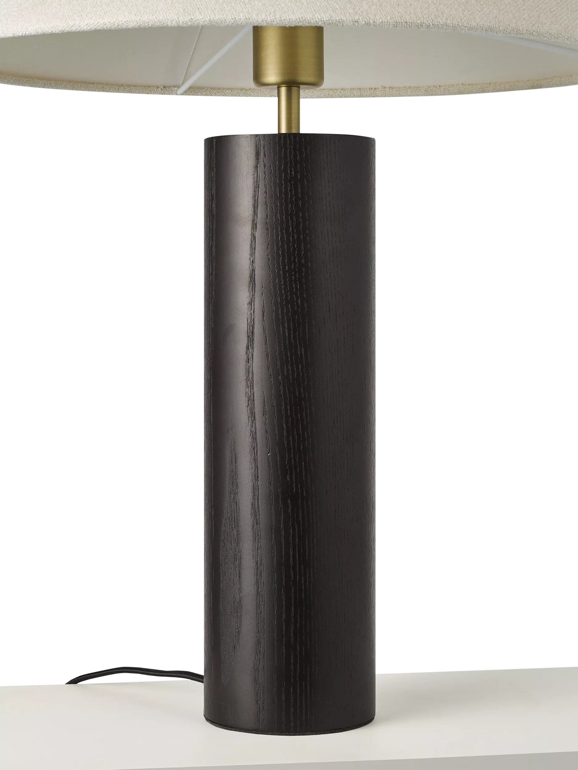 John Lewis walnut column table lamp black H56cm (British brand)
