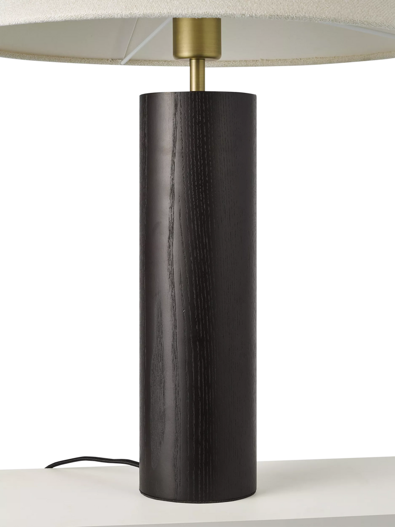 John Lewis walnut column table lamp black H56cm (British brand)