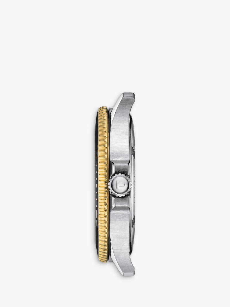 Tissot Seastar 1000 Quartz watch black dial gold-accented bezel (British brand)