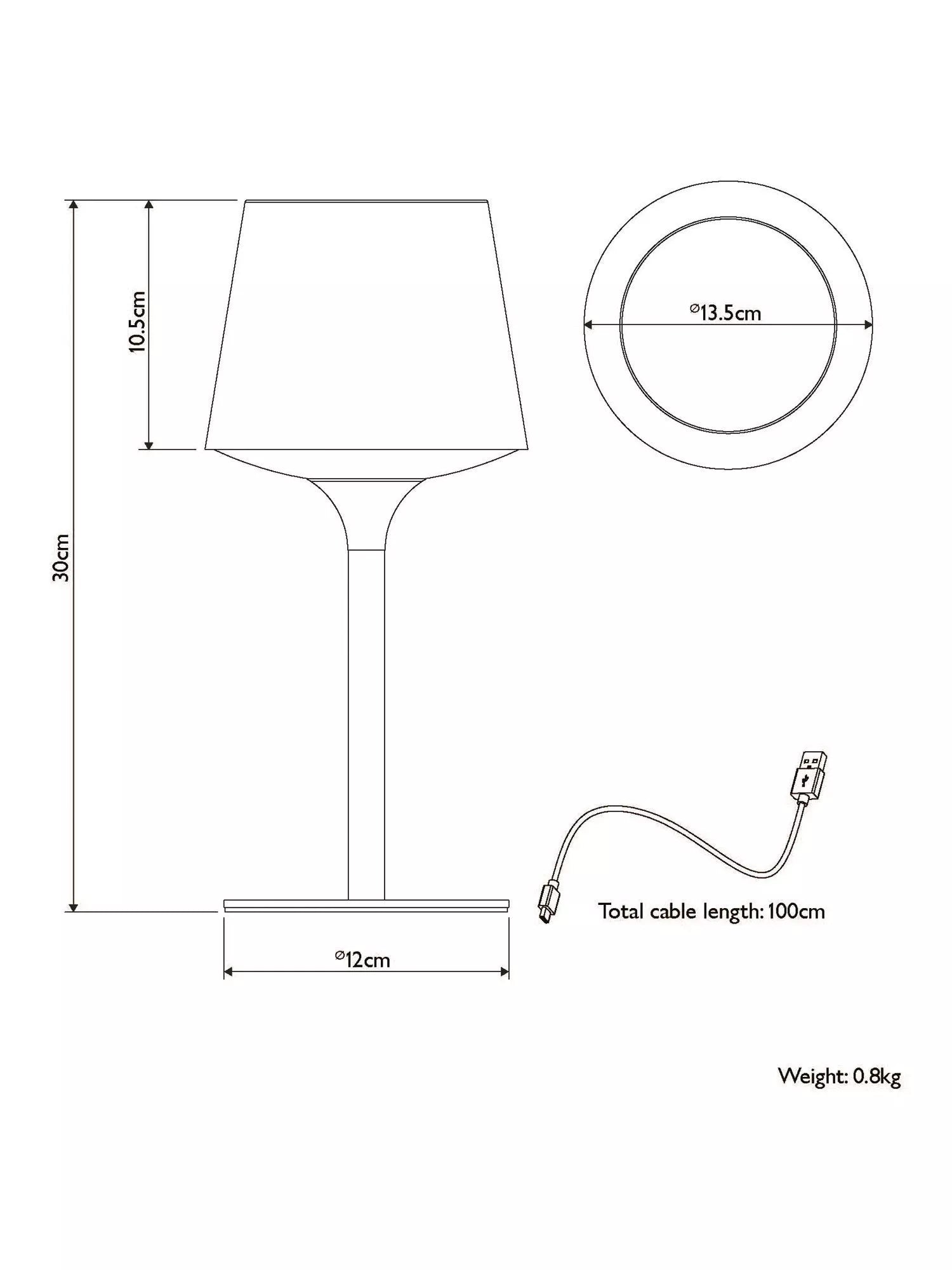 John Lewis Baresi outdoor table lamp 30cm high, imported from the UK