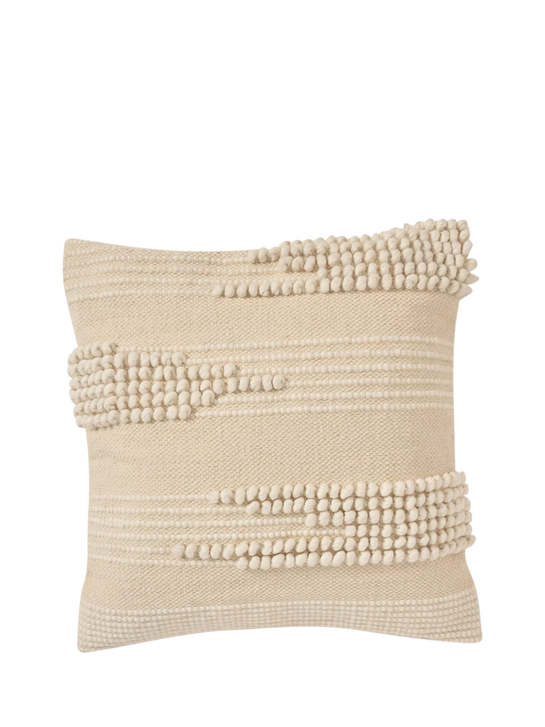 Truly Ecru Knotted and Textured Weave Cushion, Ecru