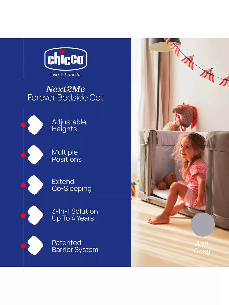 Chicco Next2Me Forever Cot Ash Grey - British product