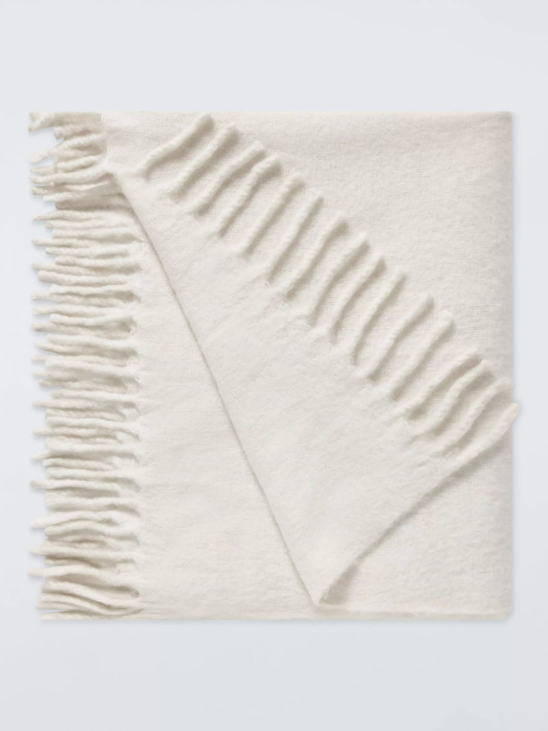 John Lewis Mohair Effect Plain Throw - Mustard