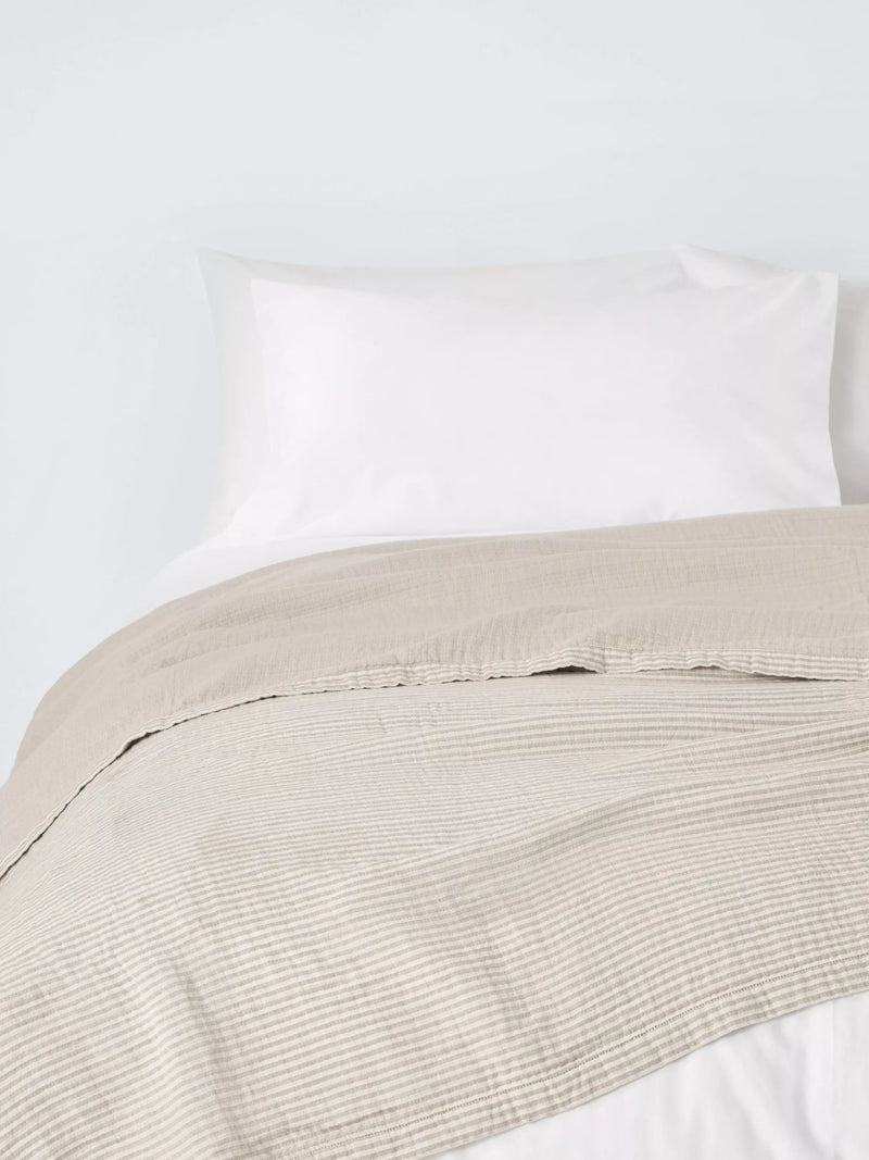 John Lewis Pencil Stripe Cotton Reversible Bedspread