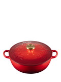 Le Creuset Cast Iron Holly Round Soup Pot, 4.1L, Cerise