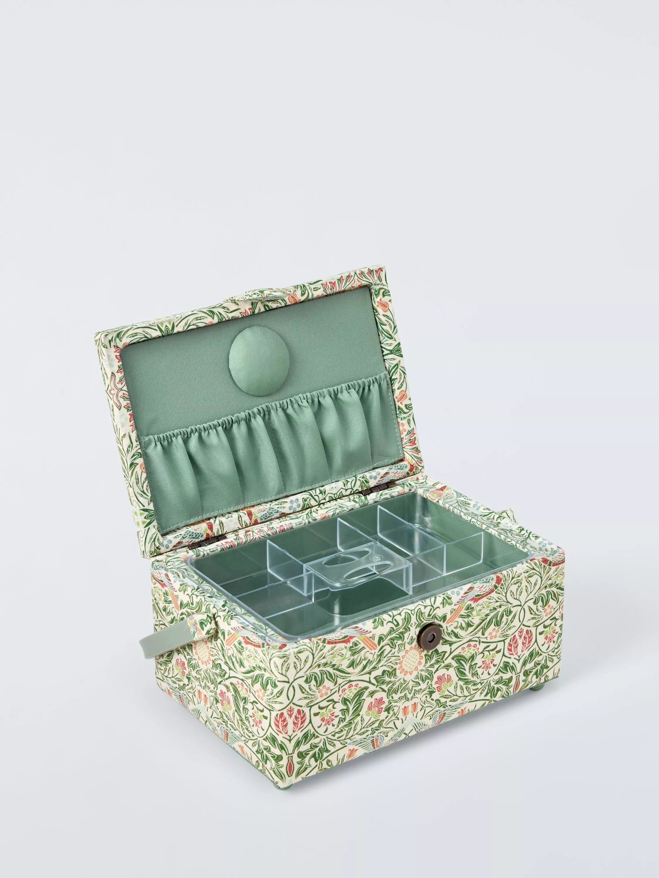 John Lewis William Morris medium rectangular sewing basket in green, UK version