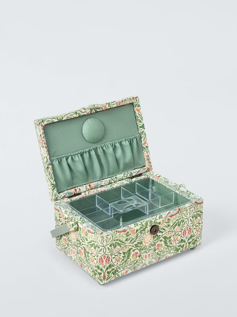 John Lewis William Morris medium rectangular sewing basket in green, UK version