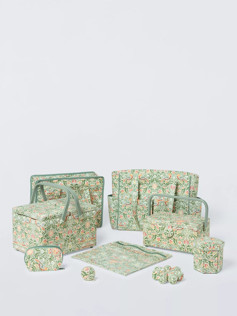 John Lewis William Morris medium rectangular sewing basket in green, UK version