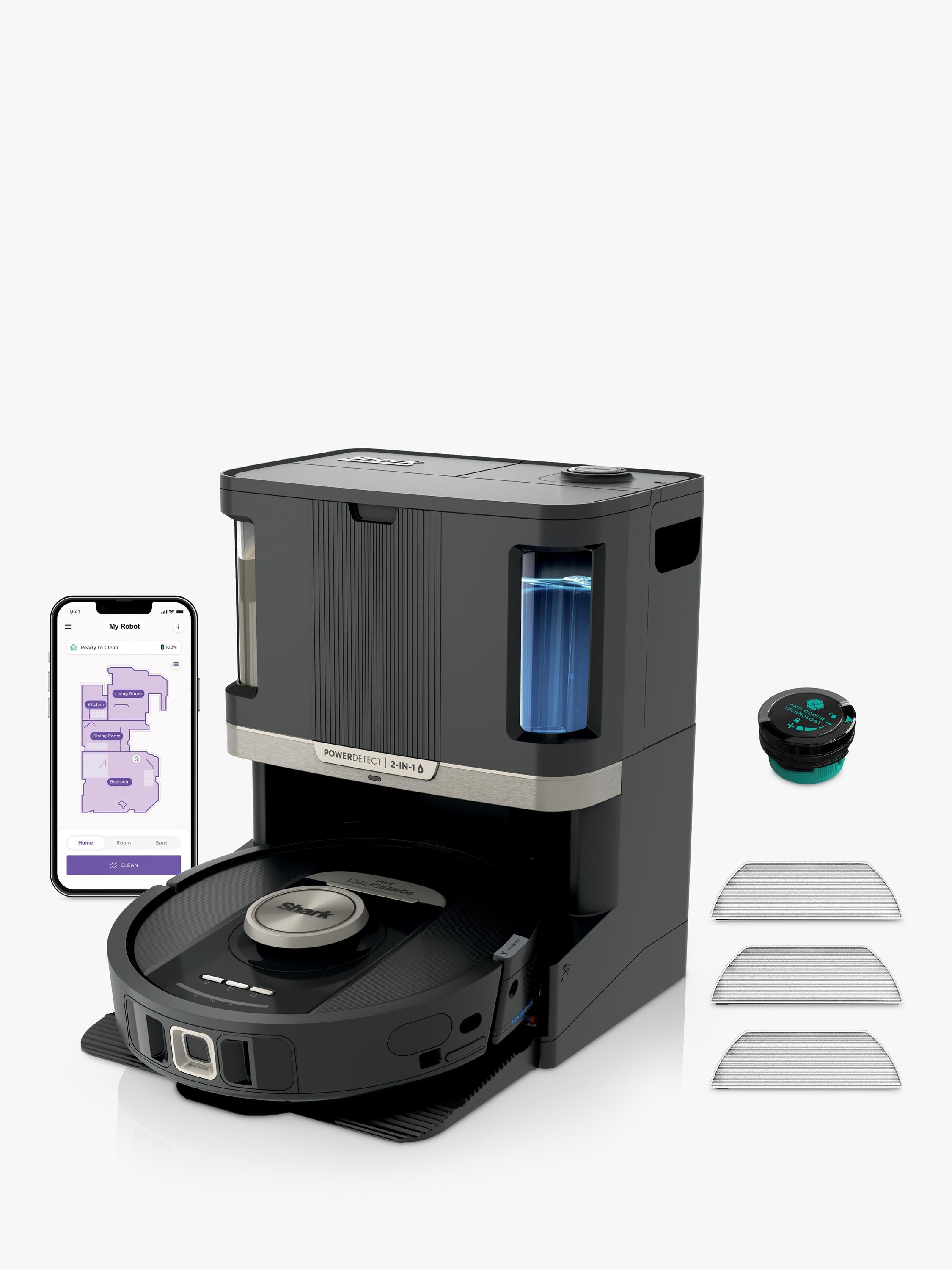 Shark PowerDetect NeverTouch Pro 2-in-1 self-emptying robot vacuum and mop, black (British brand)
