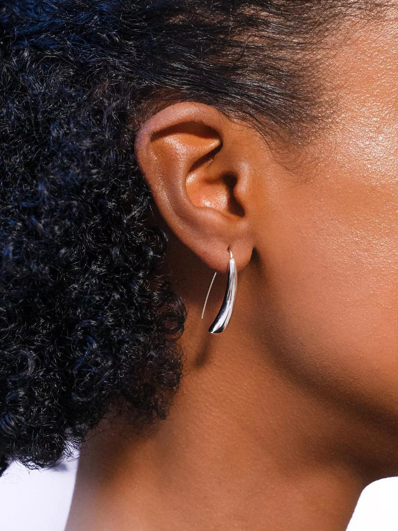 Ralph Lauren sculpted threader earrings silver - British product